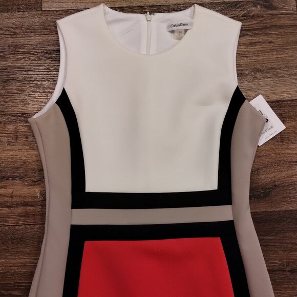 Calvin Kline Colorblock Pencil Dress Dress Size 6 - NWT - RN 54613 - Picture 2 of 9